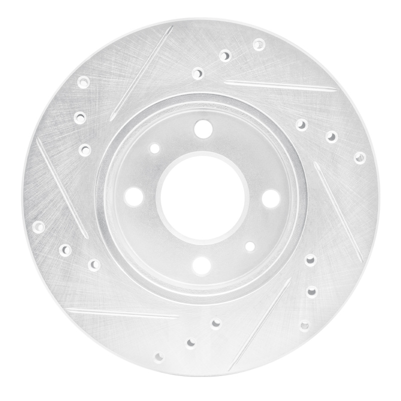 Nissan NX Brake Rotor (1) - Front Right - R1 Concepts - Drilled & Slotted - Silver - `88-`06